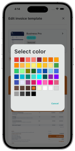 Invoicefy — color picker